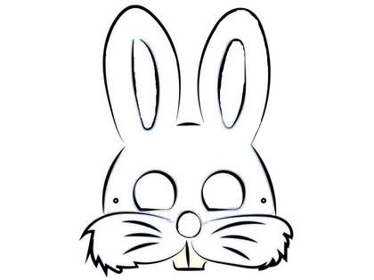Printable bunny mask template with ear, eye-hole and whisker outlines