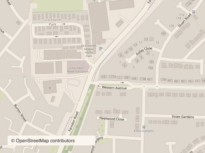 Street map around Farndon Road, Market Harborough, with stop 3 marked. Opens Google Maps.